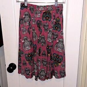Lularoe Owl Phoenix Bird Print Flare Skirt